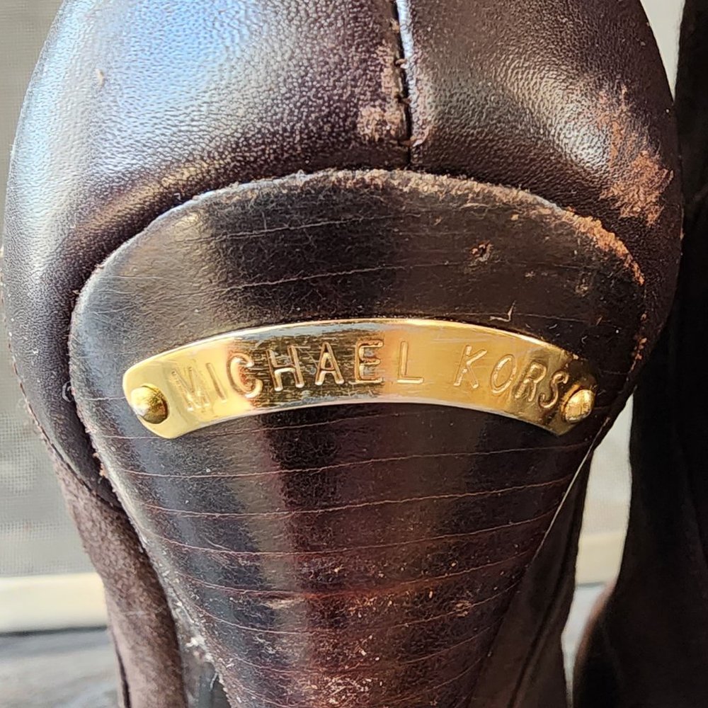 Michael Kors Brown Suede High Heeled Ankle Booties Size 8M - Picture 12 of 15